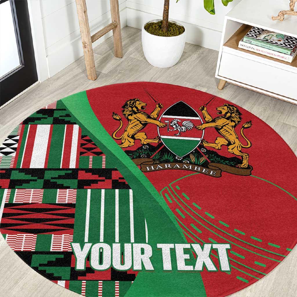 Custom Kenya Cricket Round Carpet Simbas African Kente LT14