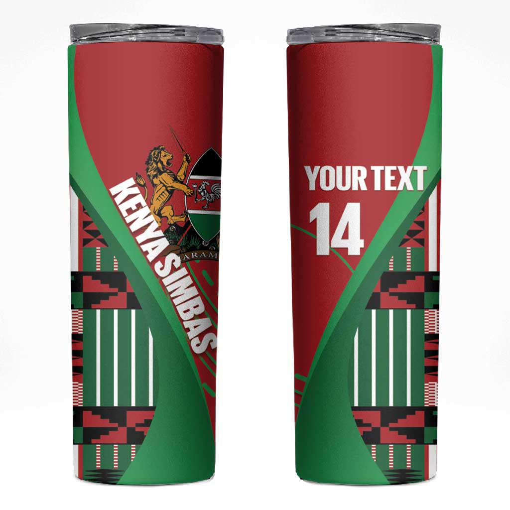Custom Kenya Cricket Skinny Tumbler Simbas African Kente LT14