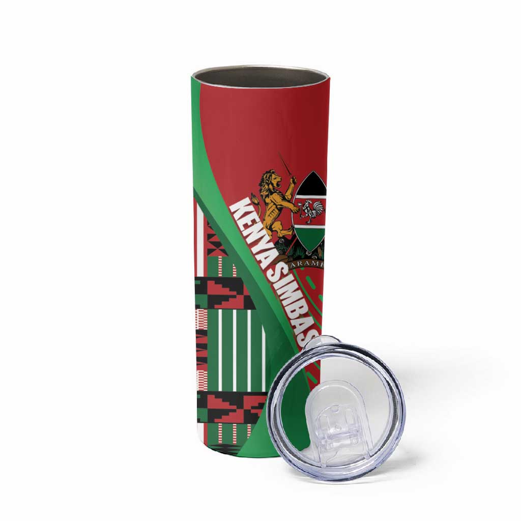 Custom Kenya Cricket Skinny Tumbler Simbas African Kente LT14
