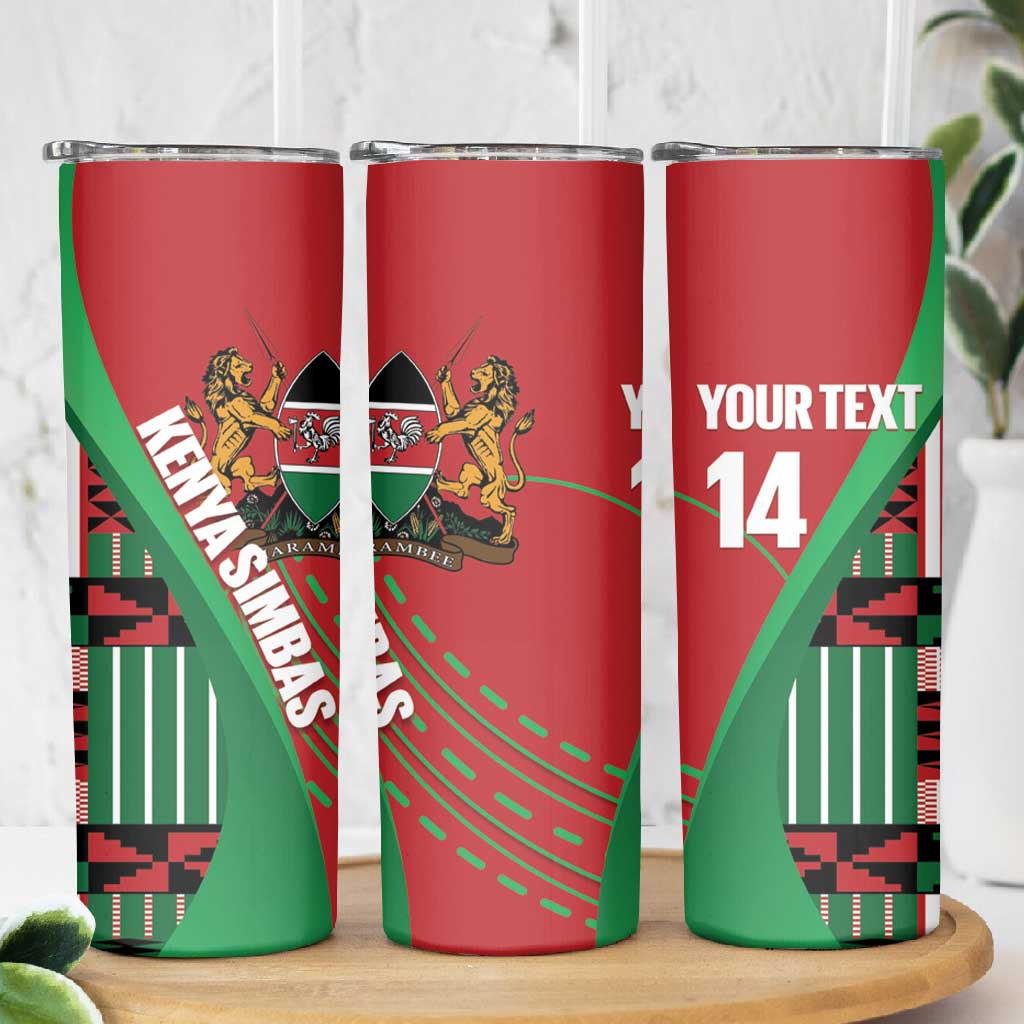 Custom Kenya Cricket Skinny Tumbler Simbas African Kente LT14