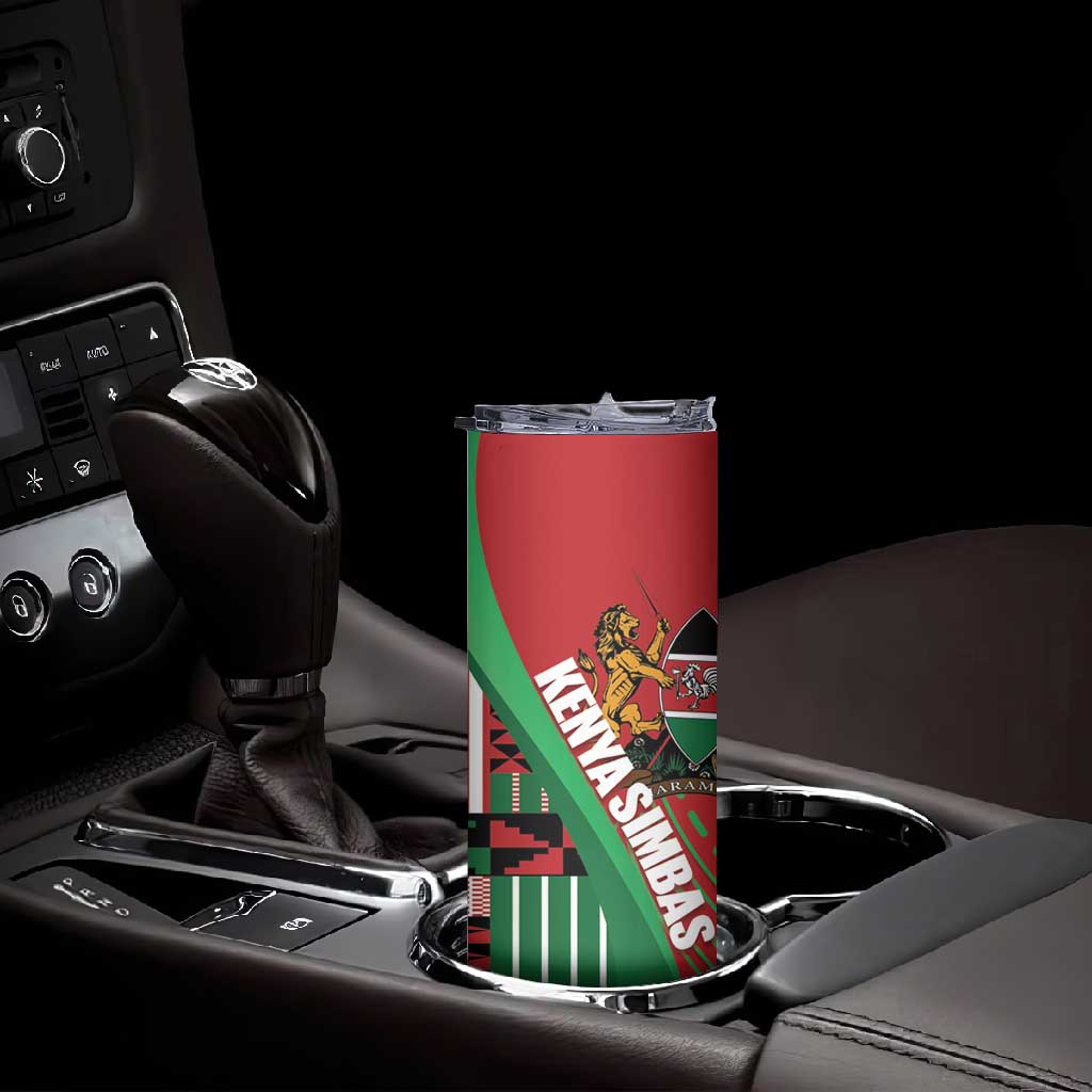Custom Kenya Cricket Skinny Tumbler Simbas African Kente LT14