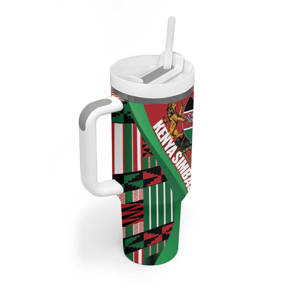 Custom Kenya Cricket Tumbler With Handle Simbas African Kente LT14