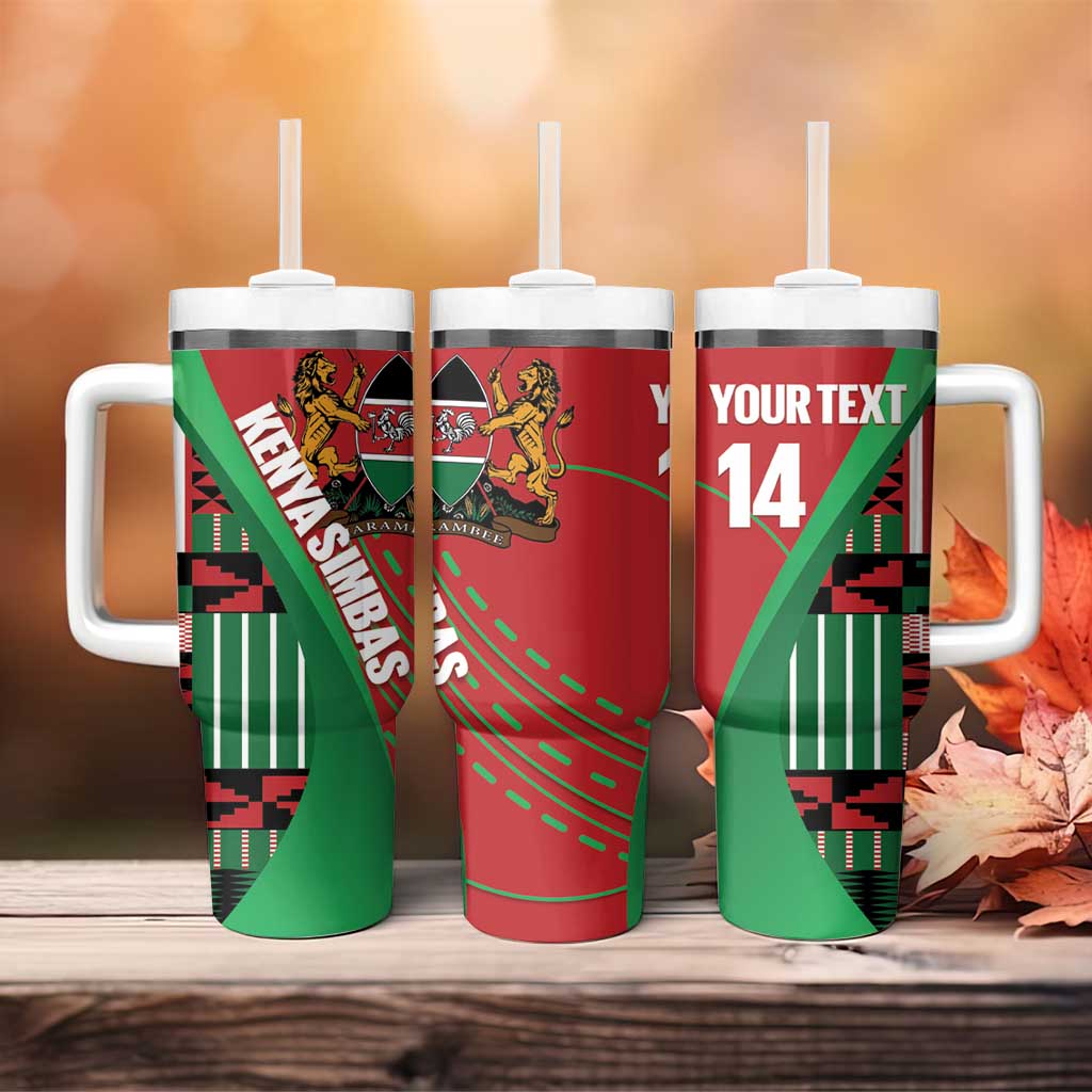 Custom Kenya Cricket Tumbler With Handle Simbas African Kente LT14