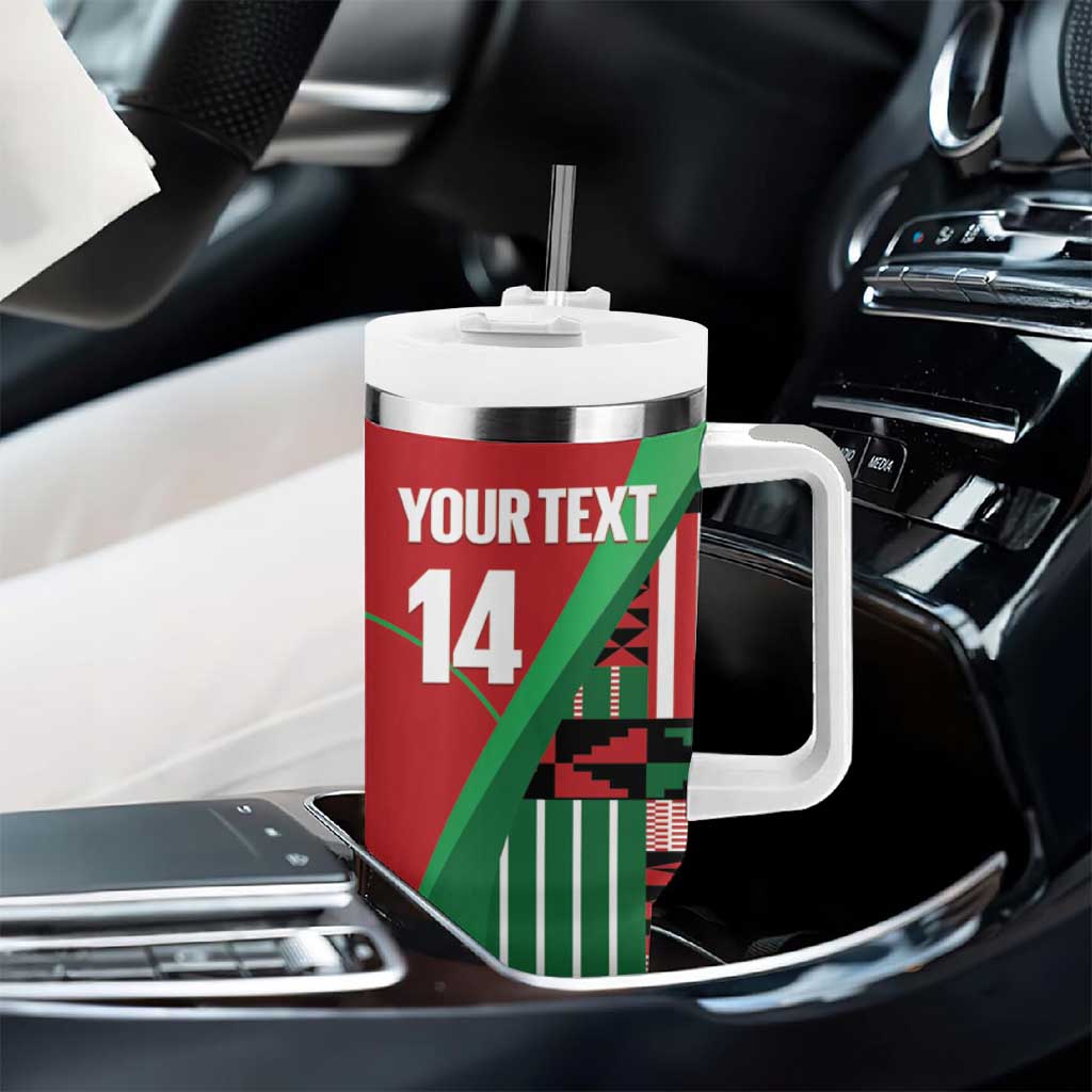 Custom Kenya Cricket Tumbler With Handle Simbas African Kente LT14