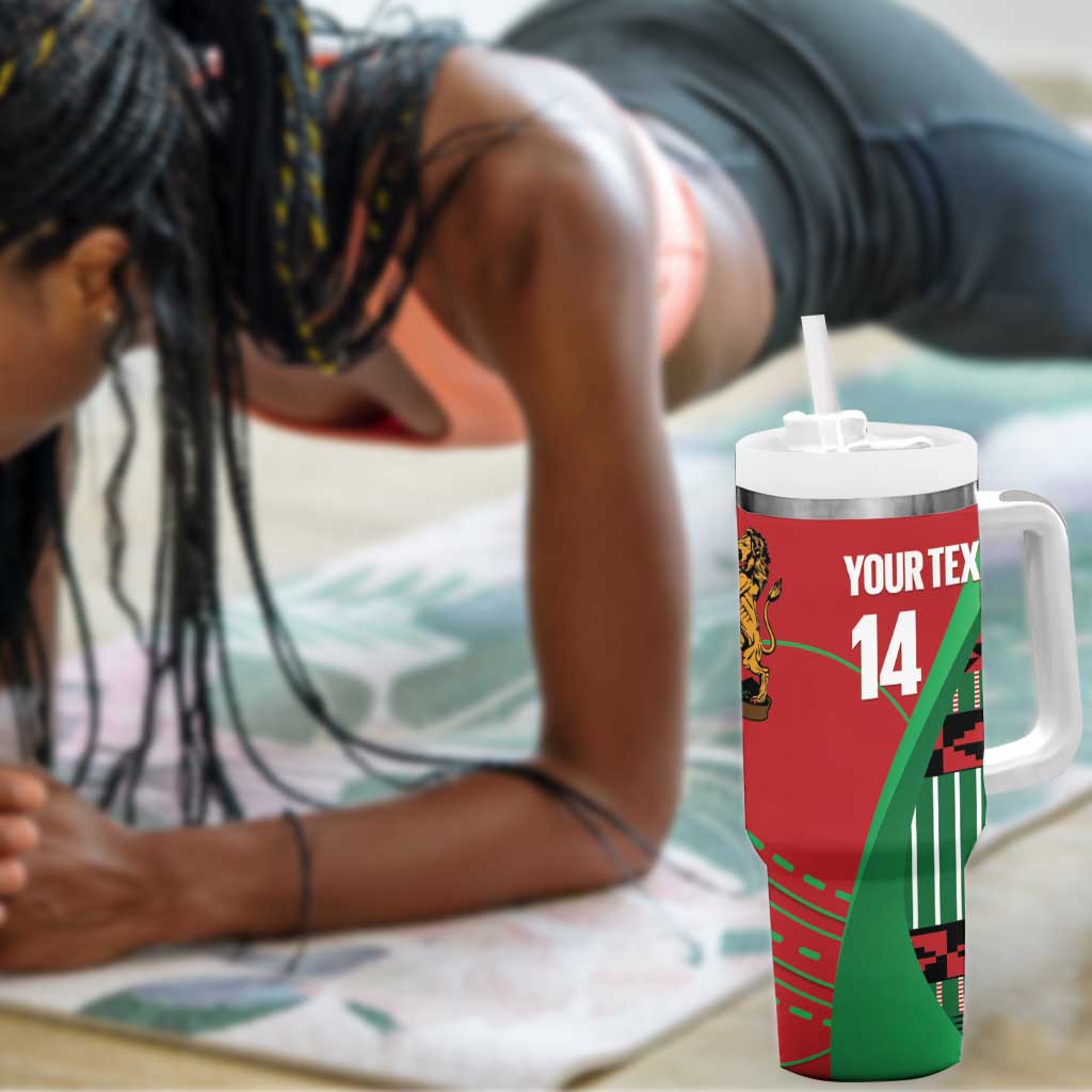 Custom Kenya Cricket Tumbler With Handle Simbas African Kente LT14