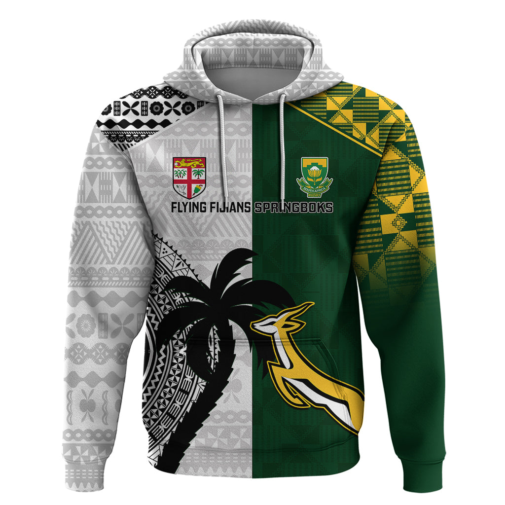 Custom South Africa And Fiji Rugby Hoodie 2023 World Cup Fijian Tapa With Kente Pattern LT14