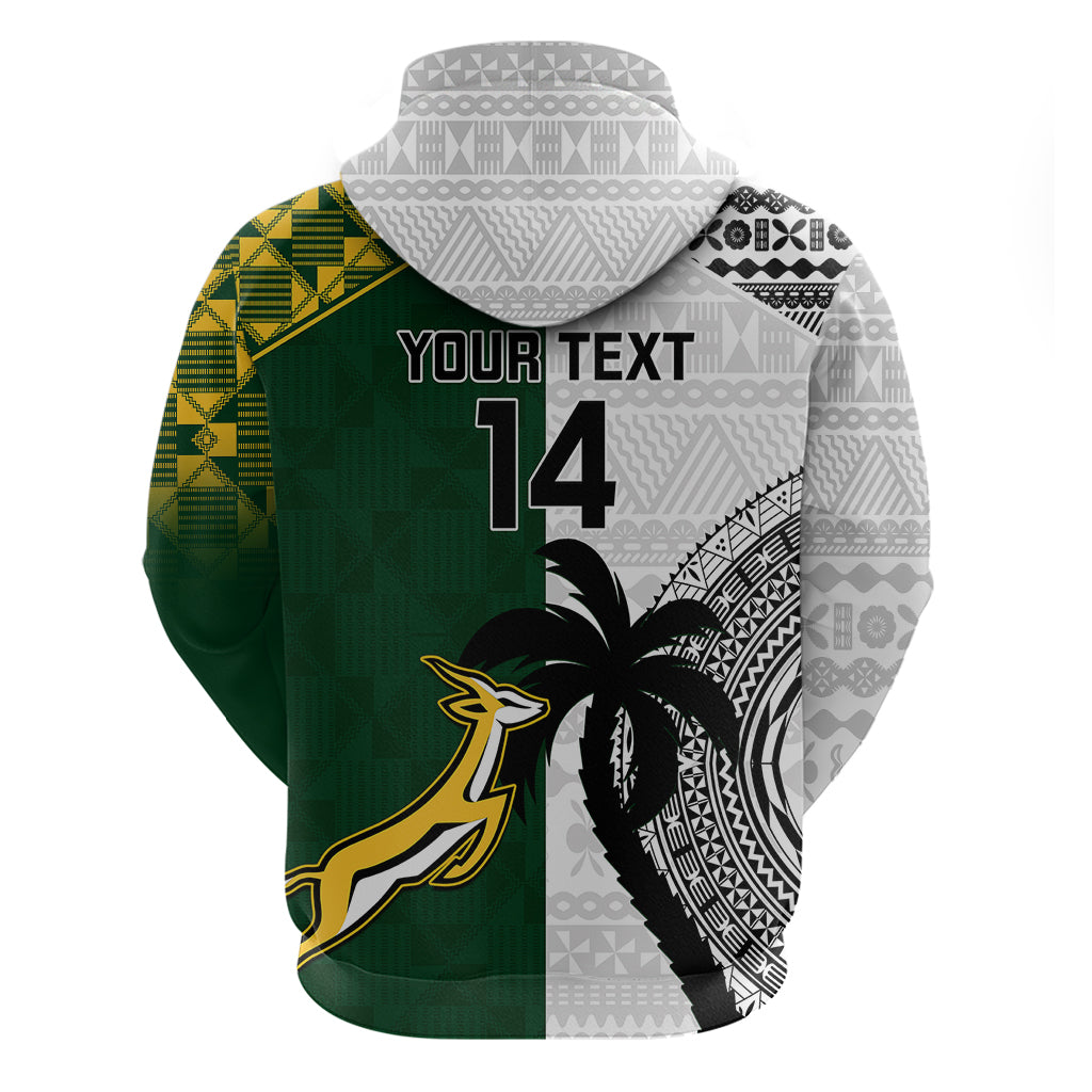 Custom South Africa And Fiji Rugby Hoodie 2023 World Cup Fijian Tapa With Kente Pattern LT14