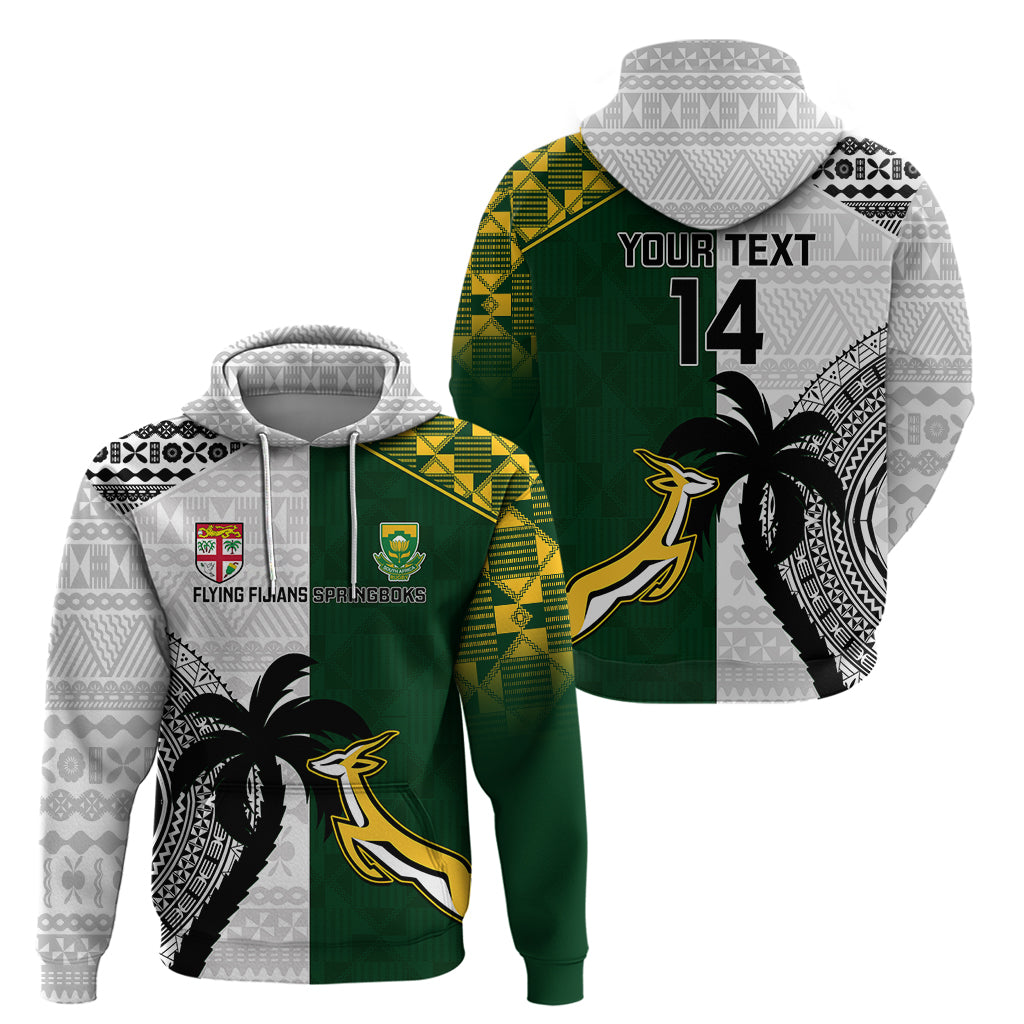 Custom South Africa And Fiji Rugby Hoodie 2023 World Cup Fijian Tapa With Kente Pattern LT14