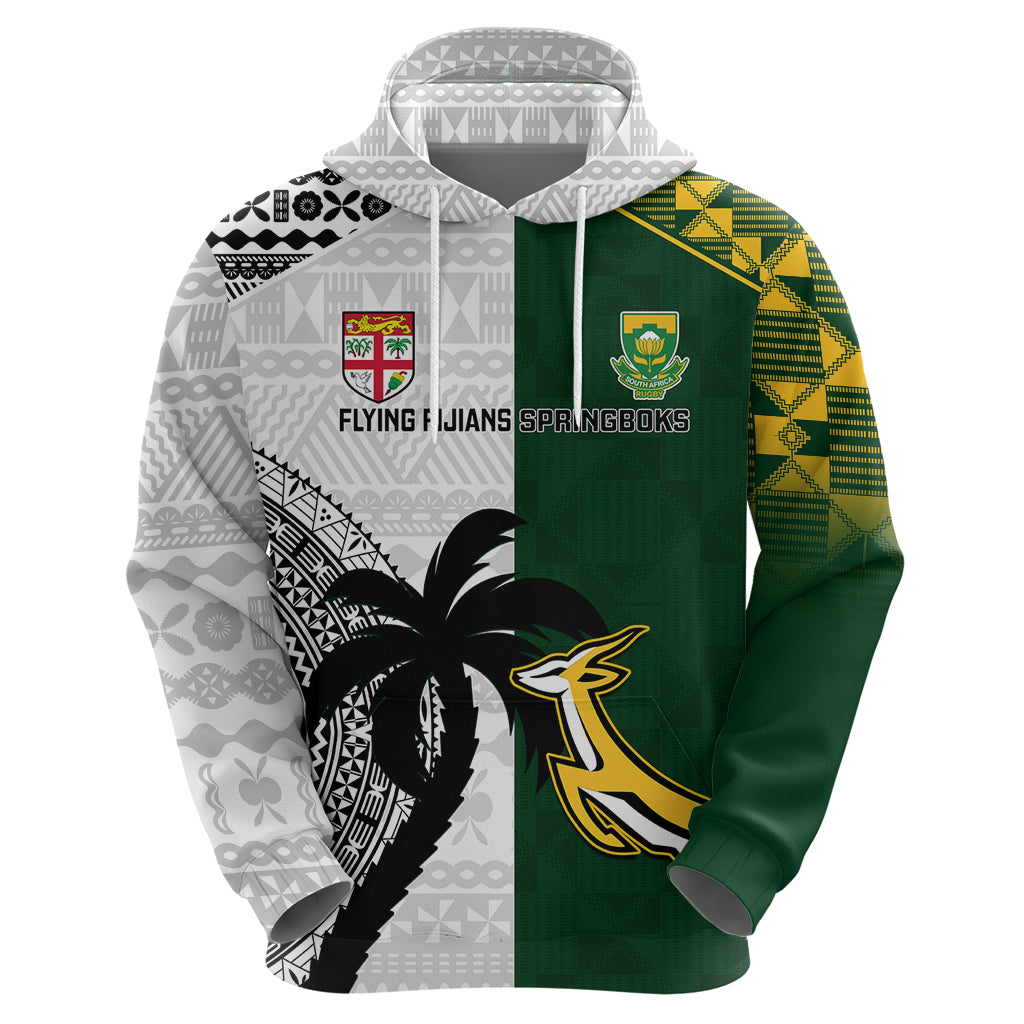 Custom South Africa And Fiji Rugby Hoodie 2023 World Cup Fijian Tapa With Kente Pattern LT14
