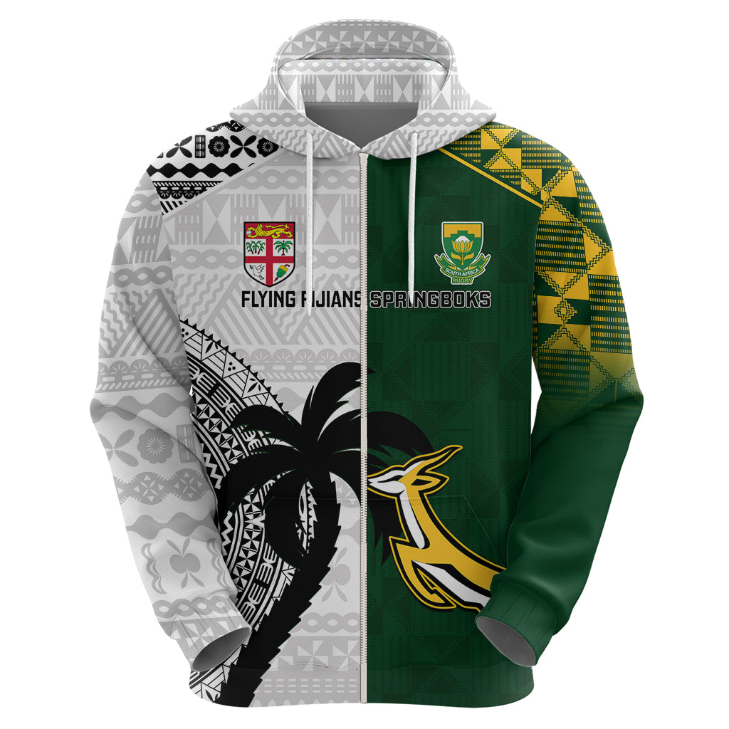 Custom South Africa And Fiji Rugby Hoodie 2023 World Cup Fijian Tapa With Kente Pattern LT14