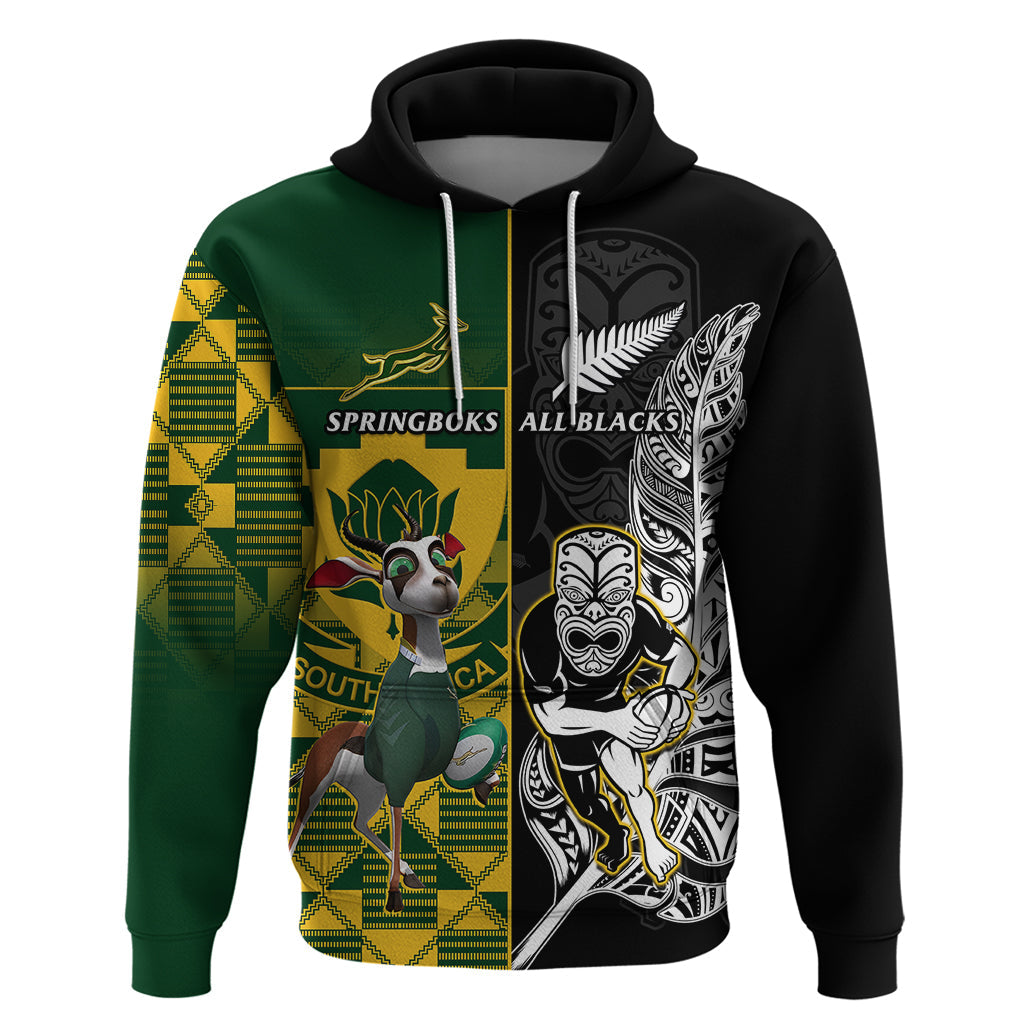 Custom South Africa And Aotearoa Rugby Hoodie 2023 Springboks Kente Combine All Black Maori Fern LT14