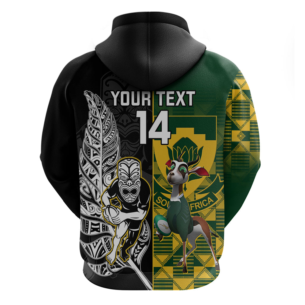 Custom South Africa And Aotearoa Rugby Hoodie 2023 Springboks Kente Combine All Black Maori Fern LT14