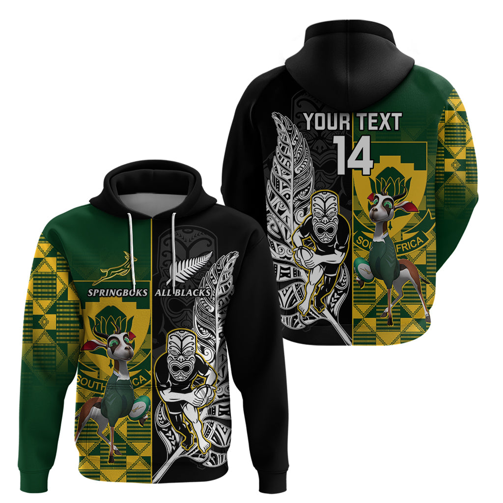 Custom South Africa And Aotearoa Rugby Hoodie 2023 Springboks Kente Combine All Black Maori Fern LT14