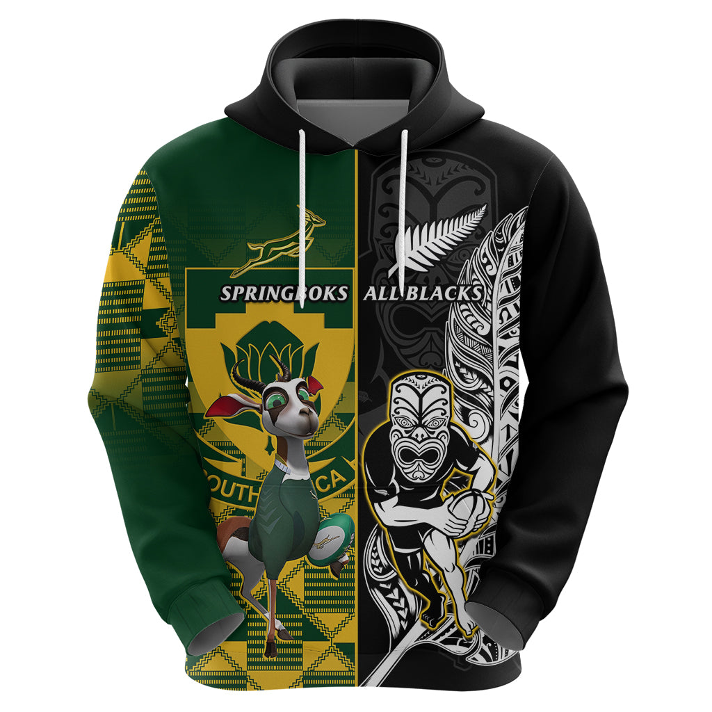 Custom South Africa And Aotearoa Rugby Hoodie 2023 Springboks Kente Combine All Black Maori Fern LT14