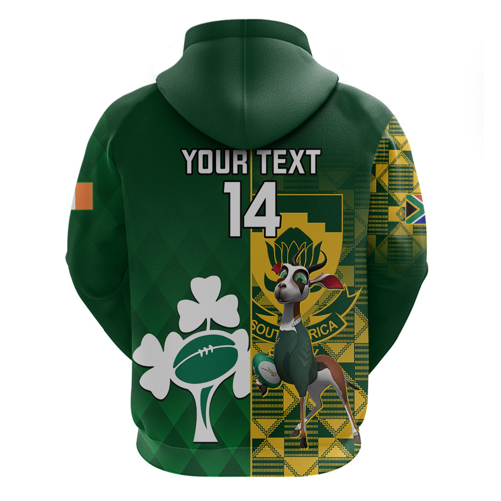 Custom South Africa And Ireland Rugby Hoodie 2023 World Cup Springboks Shamrocks Together LT14
