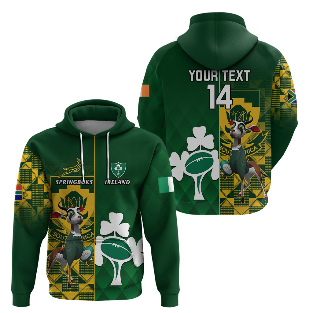 Custom South Africa And Ireland Rugby Hoodie 2023 World Cup Springboks Shamrocks Together LT14