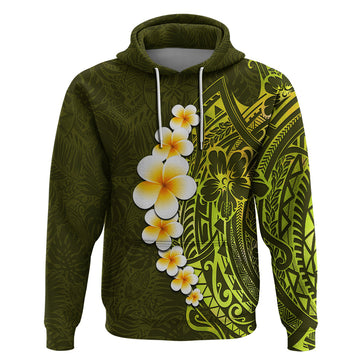 Lime Green Tropical Plumeria With Galaxy Polynesian Art Hoodie LT14