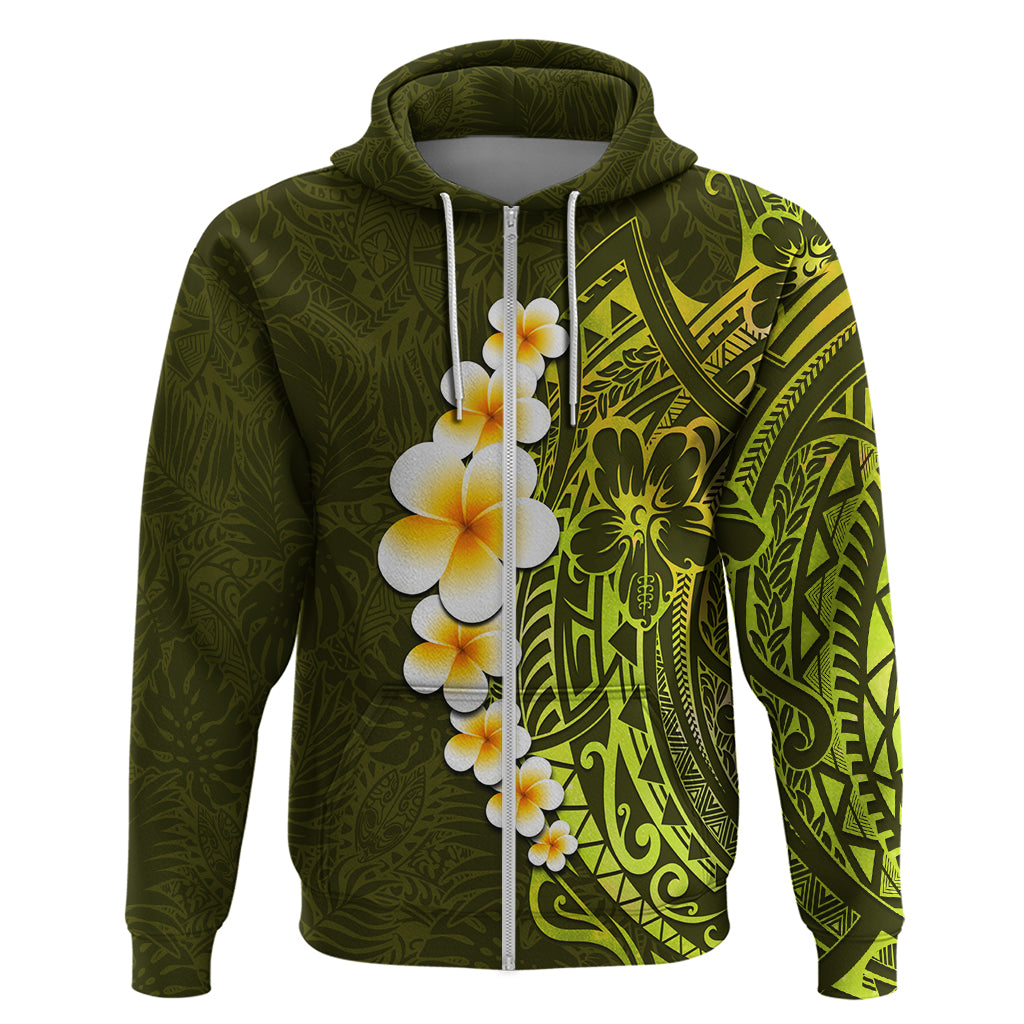 Lime Green Tropical Plumeria With Galaxy Polynesian Art Hoodie LT14