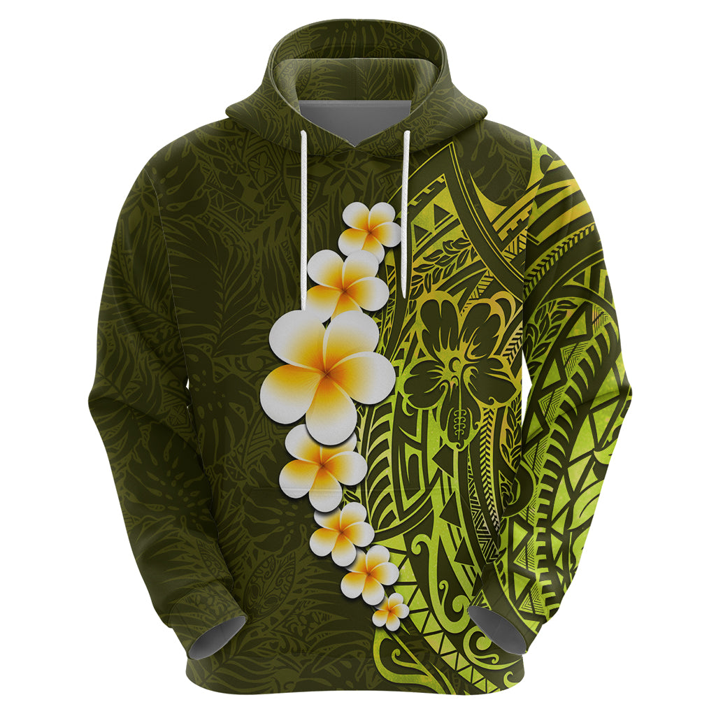 Lime Green Tropical Plumeria With Galaxy Polynesian Art Hoodie LT14