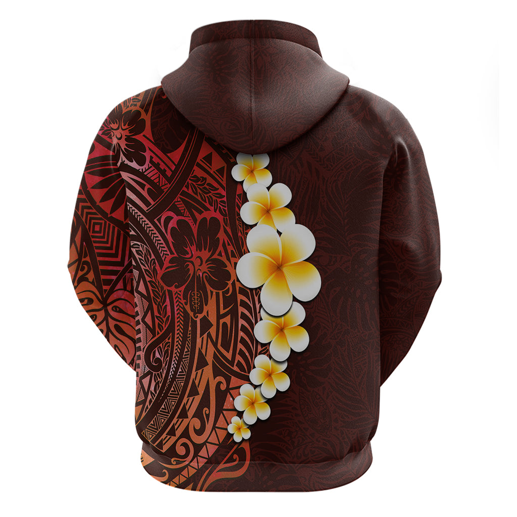 Red Tropical Plumeria With Galaxy Polynesian Art Hoodie LT14