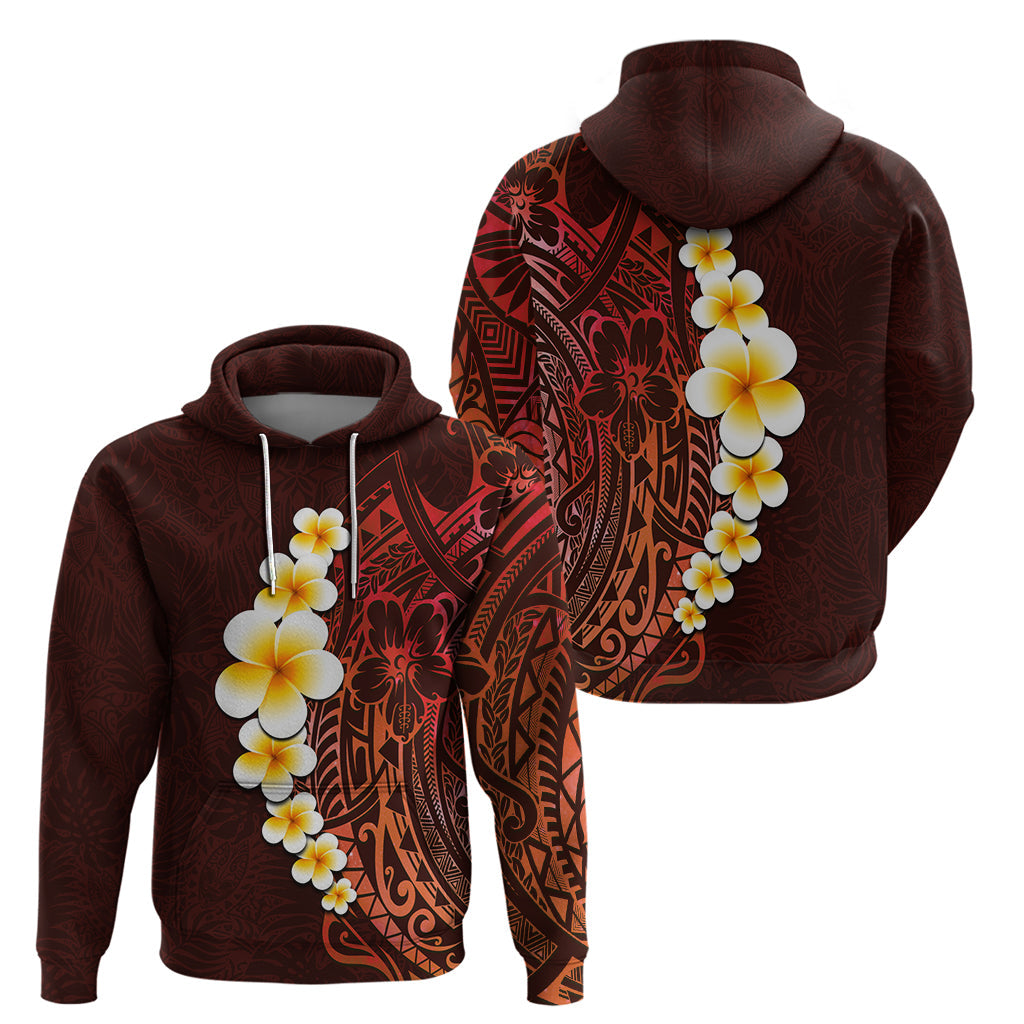 Red Tropical Plumeria With Galaxy Polynesian Art Hoodie LT14