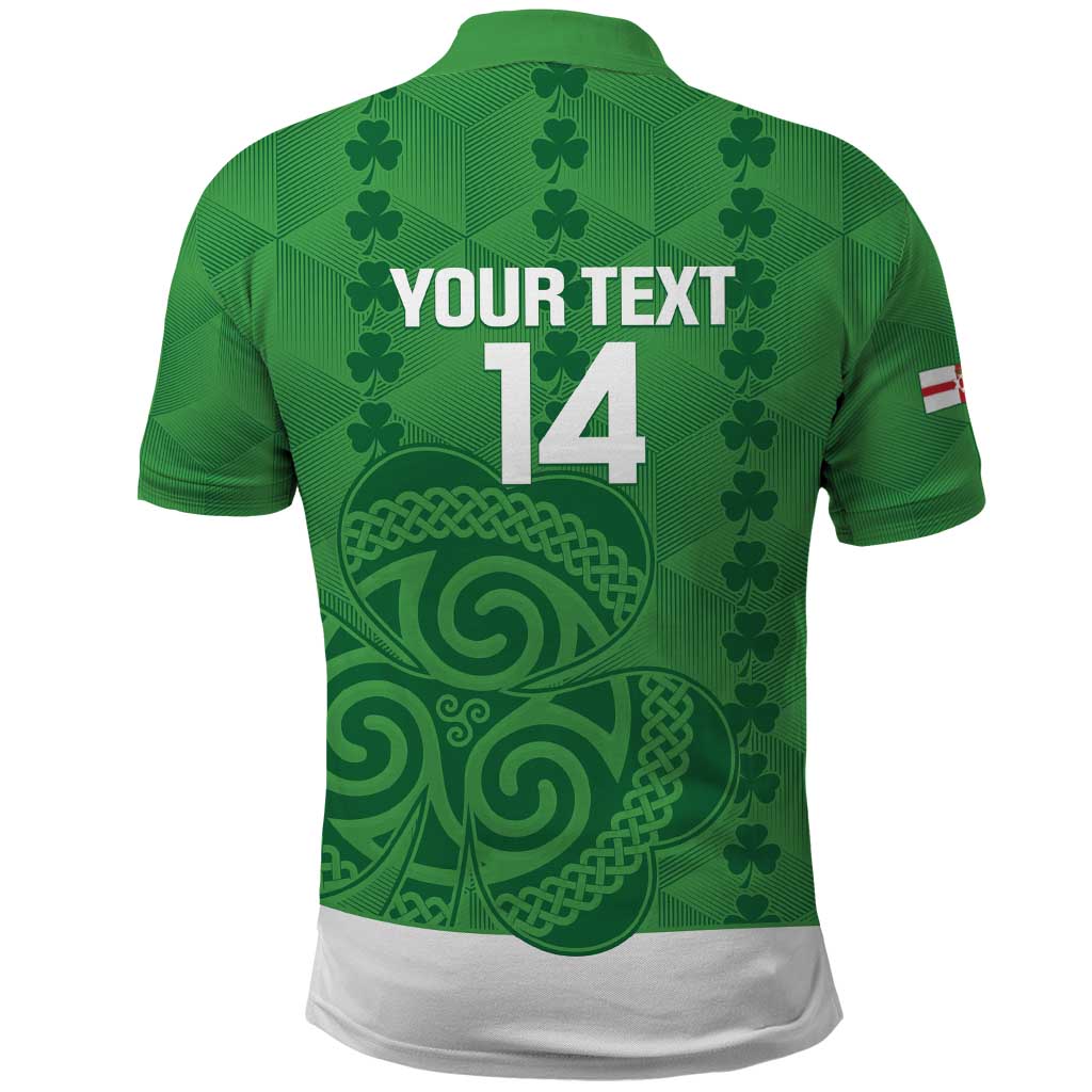 Custom Northern Ireland Polo Shirt Go Green and White Army LT14