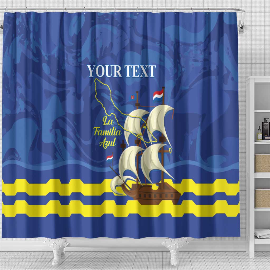 Custom Curacao Football Shower Curtain La Familia Azul LT14