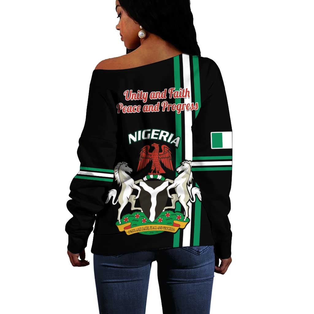 Nigeria Off Shoulder Sweater Nigeria Coat Of Arms Simple Style LT14