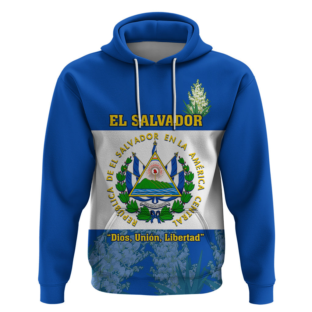 Custom El Salvador Hoodie Coat Of Arms Mix Flor De Izote LT14
