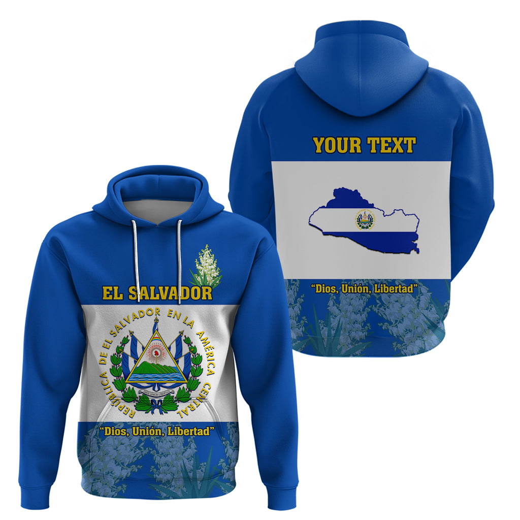 Custom El Salvador Hoodie Coat Of Arms Mix Flor De Izote LT14