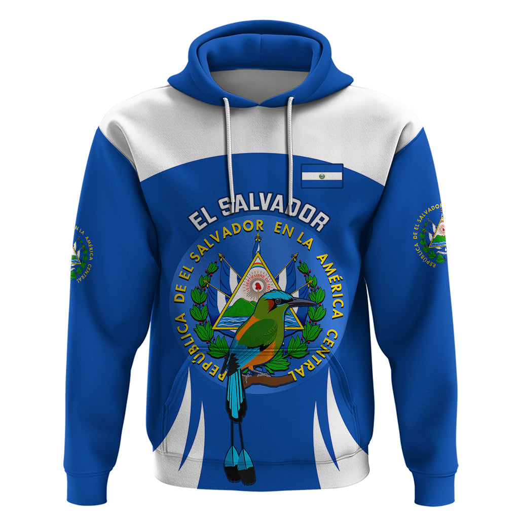 Custom El Salvador Independence Day Hoodie Torogoz With Coat Of Arms Proud LT14