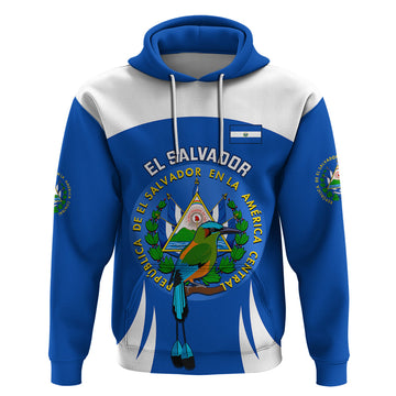 Custom El Salvador Independence Day Hoodie Torogoz With Coat Of Arms Proud LT14