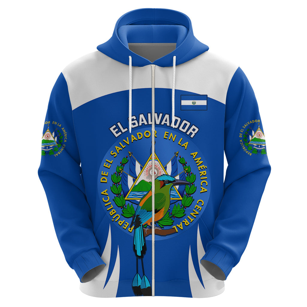 Custom El Salvador Independence Day Hoodie Torogoz With Coat Of Arms Proud LT14