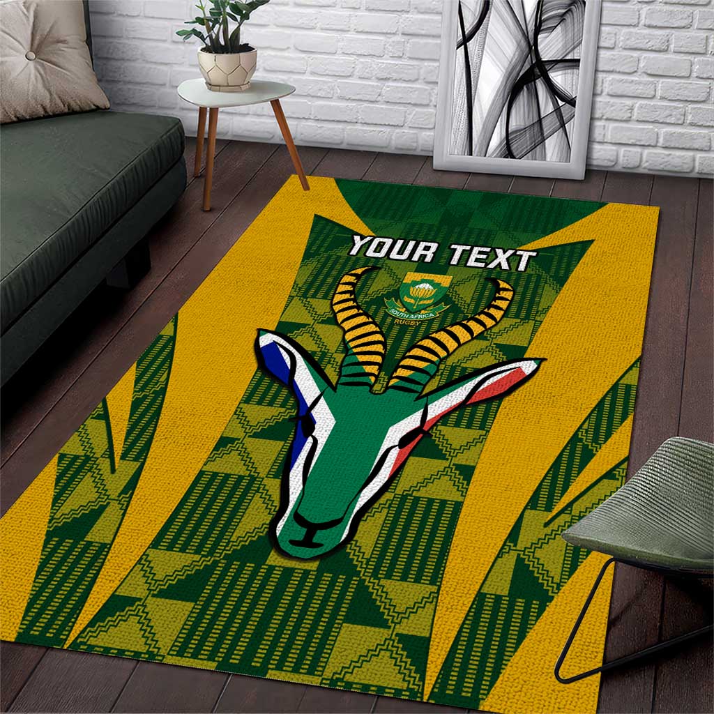 Custom South Africa Rugby Area Rug Go Springboks Kente With Bokke LT14