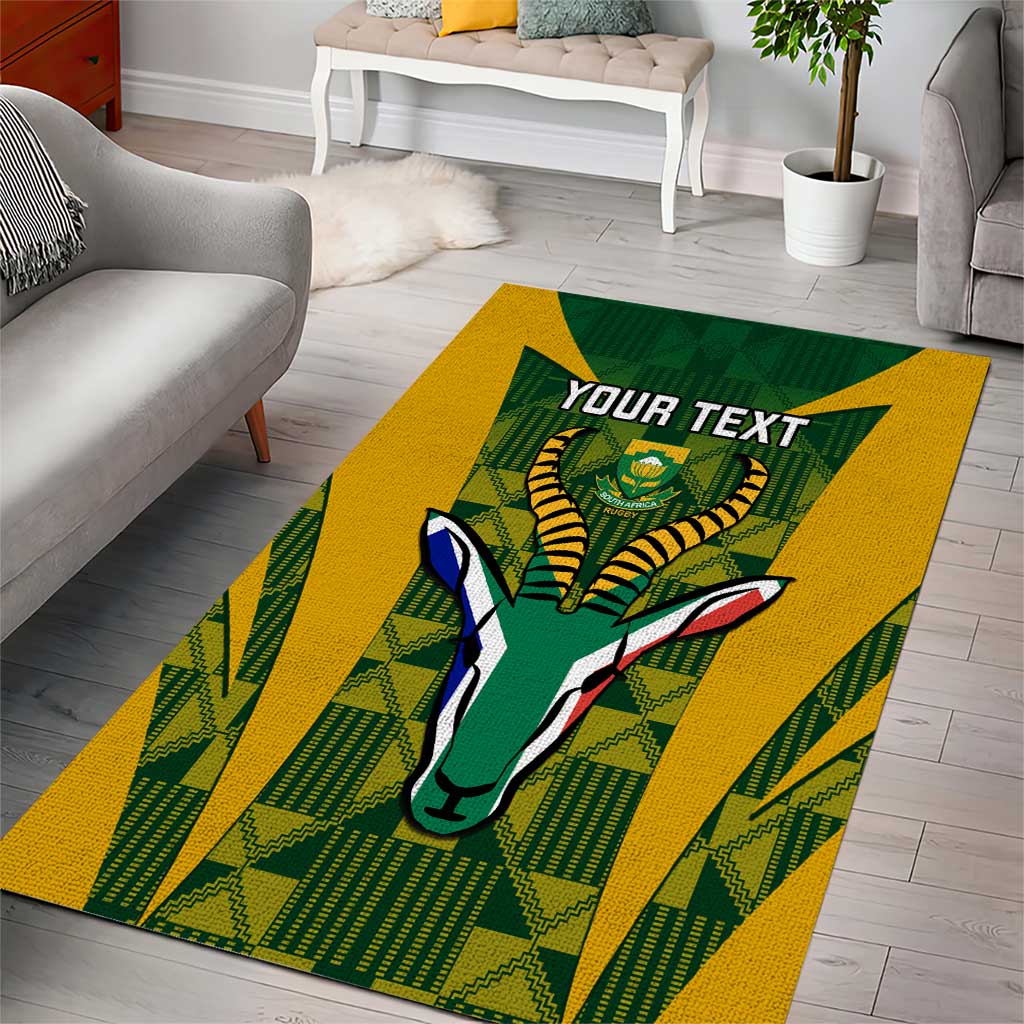 Custom South Africa Rugby Area Rug Go Springboks Kente With Bokke LT14