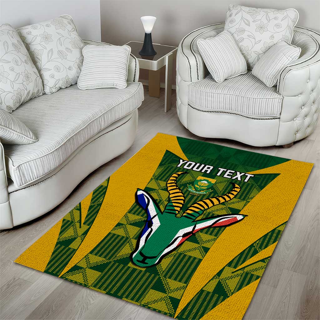 Custom South Africa Rugby Area Rug Go Springboks Kente With Bokke LT14