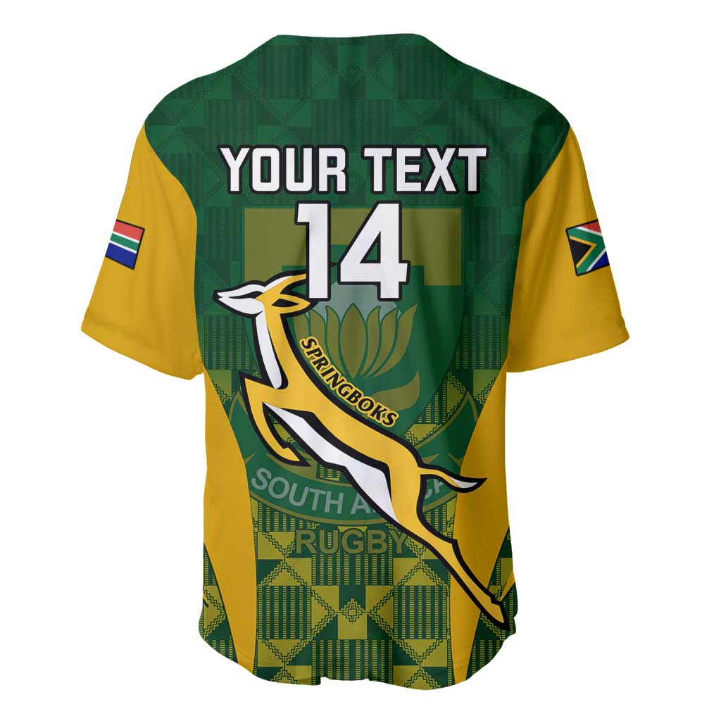 Custom South Africa Rugby Baseball Jersey Go Springboks Kente With Bokke LT14