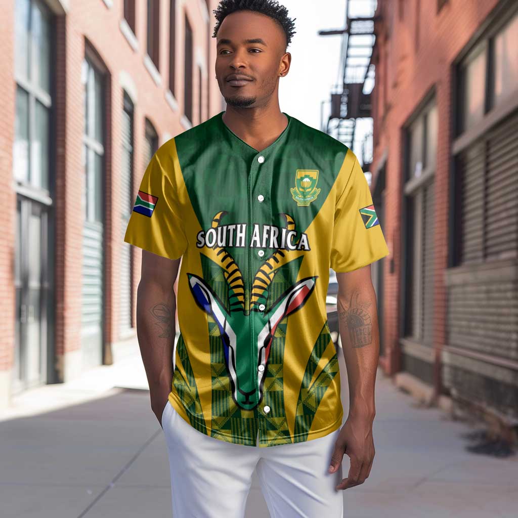 Custom South Africa Rugby Baseball Jersey Go Springboks Kente With Bokke LT14