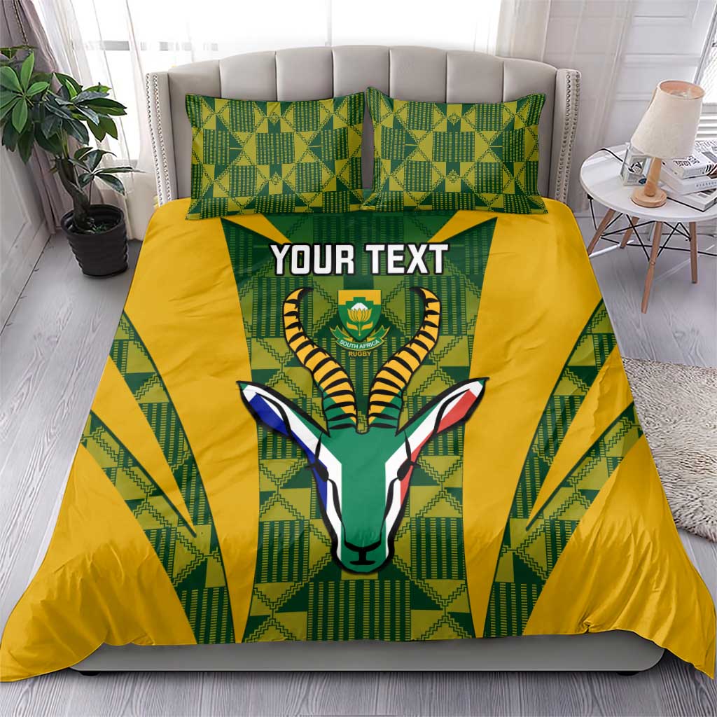 Custom South Africa Rugby Bedding Set Go Springboks Kente With Bokke LT14
