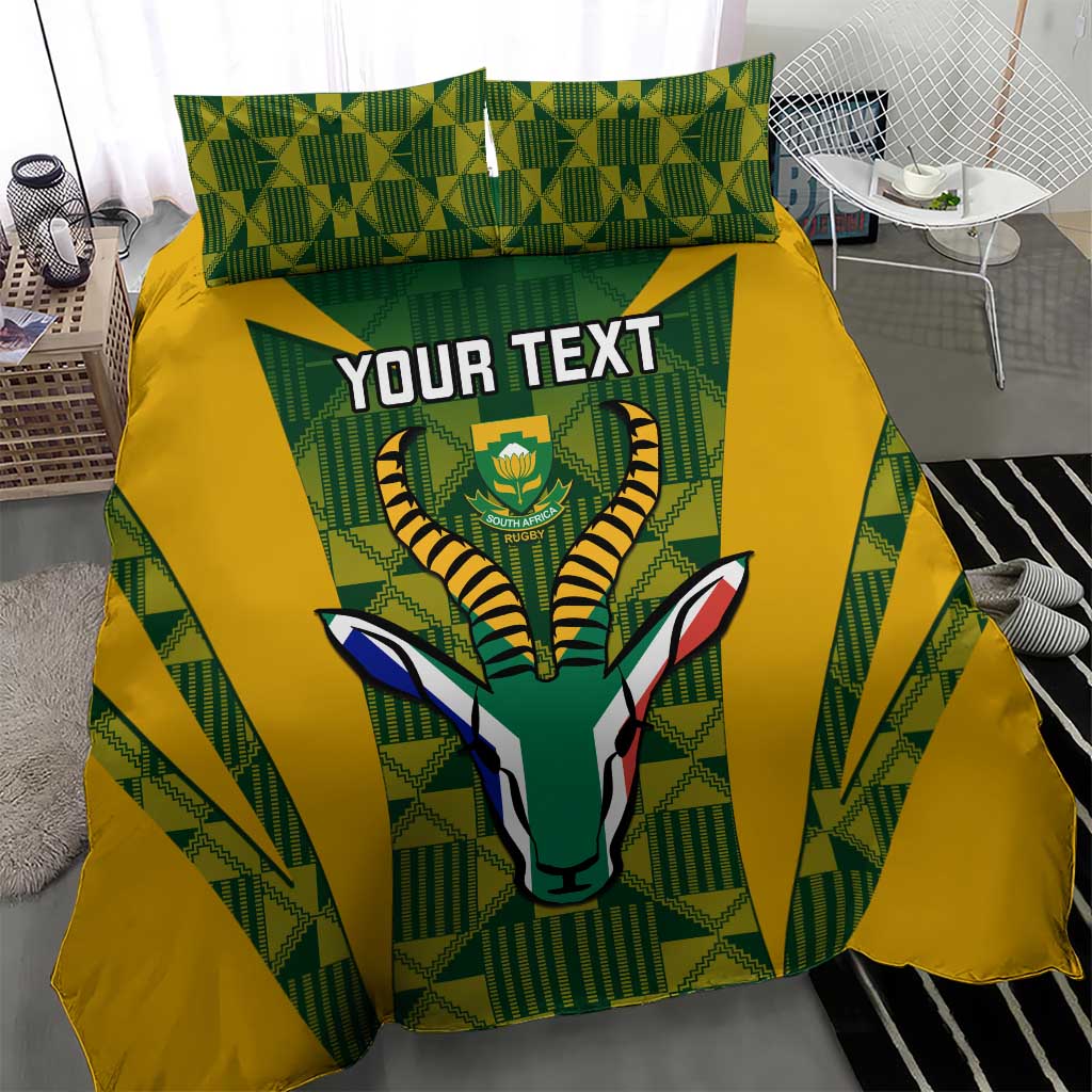 Custom South Africa Rugby Bedding Set Go Springboks Kente With Bokke LT14