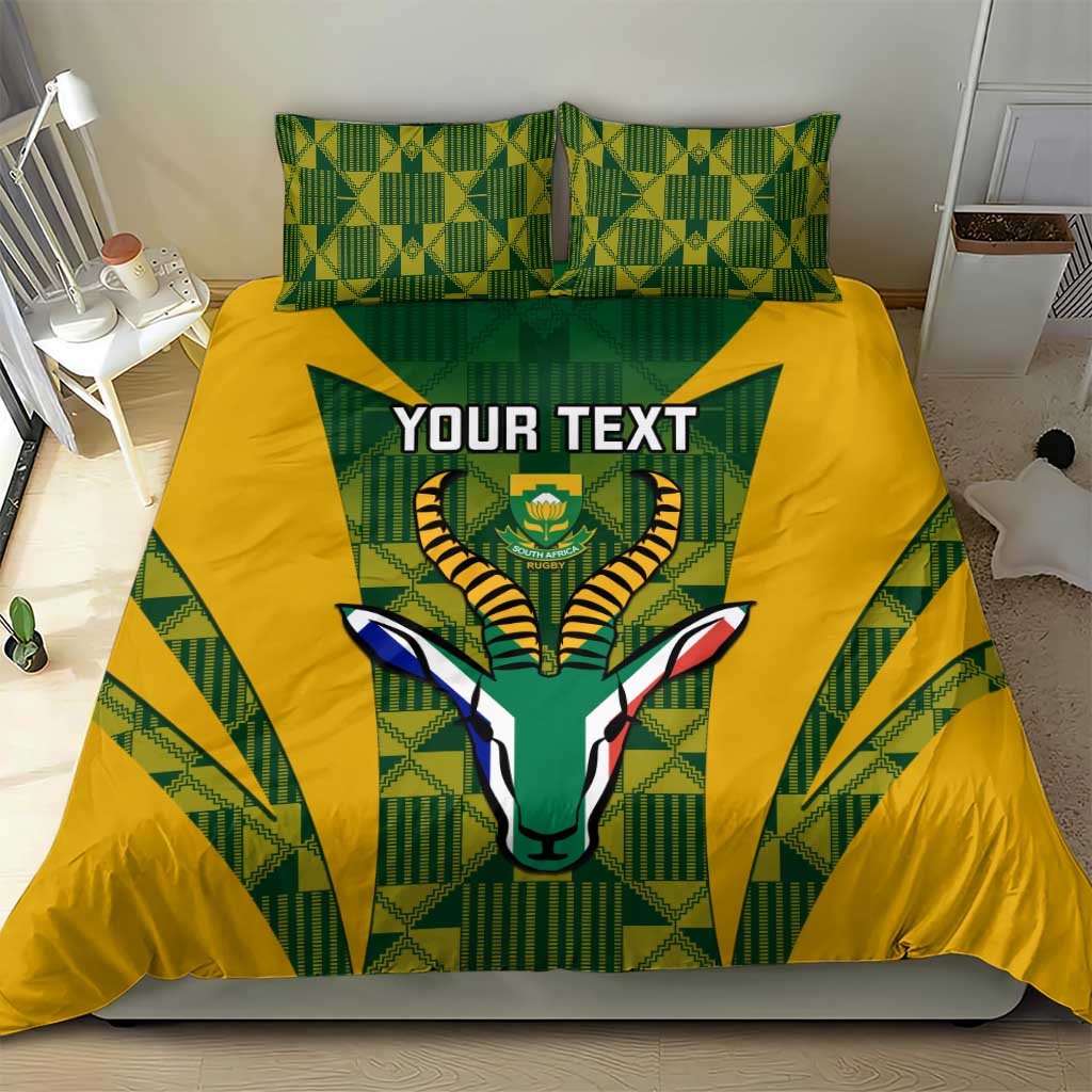Custom South Africa Rugby Bedding Set Go Springboks Kente With Bokke LT14