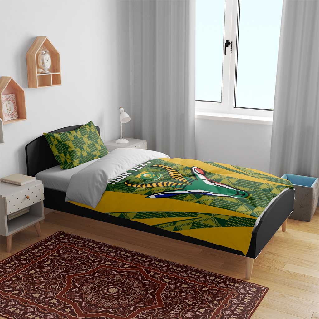 Custom South Africa Rugby Bedding Set Go Springboks Kente With Bokke LT14