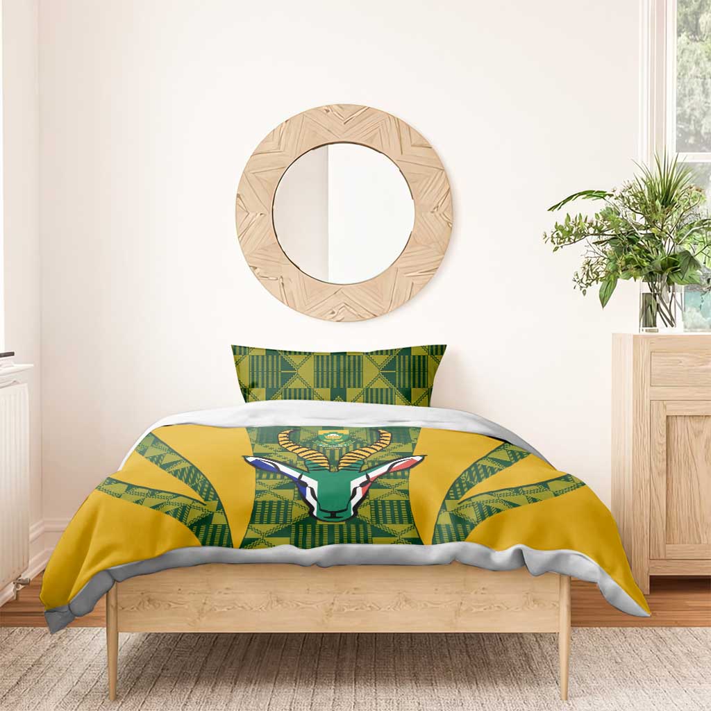 Custom South Africa Rugby Bedding Set Go Springboks Kente With Bokke LT14