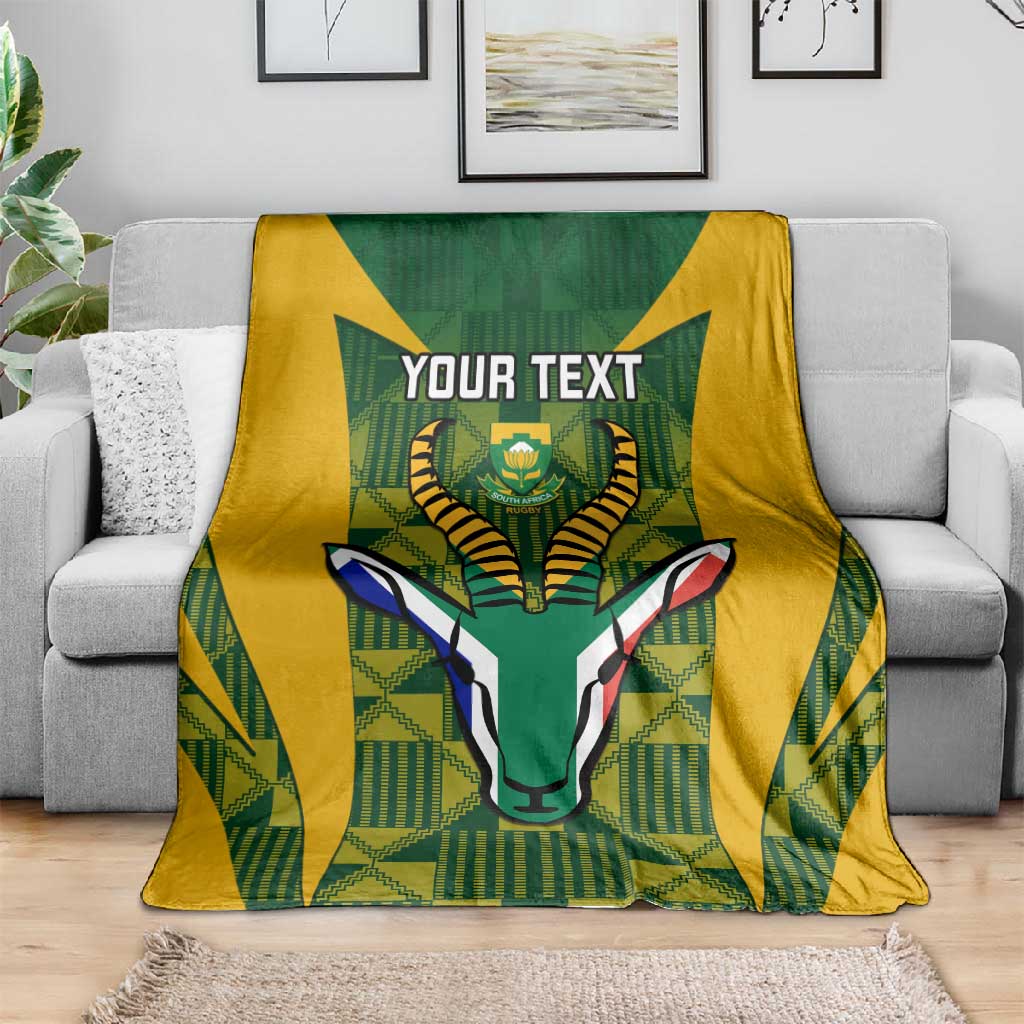 Custom South Africa Rugby Blanket Go Springboks Kente With Bokke LT14