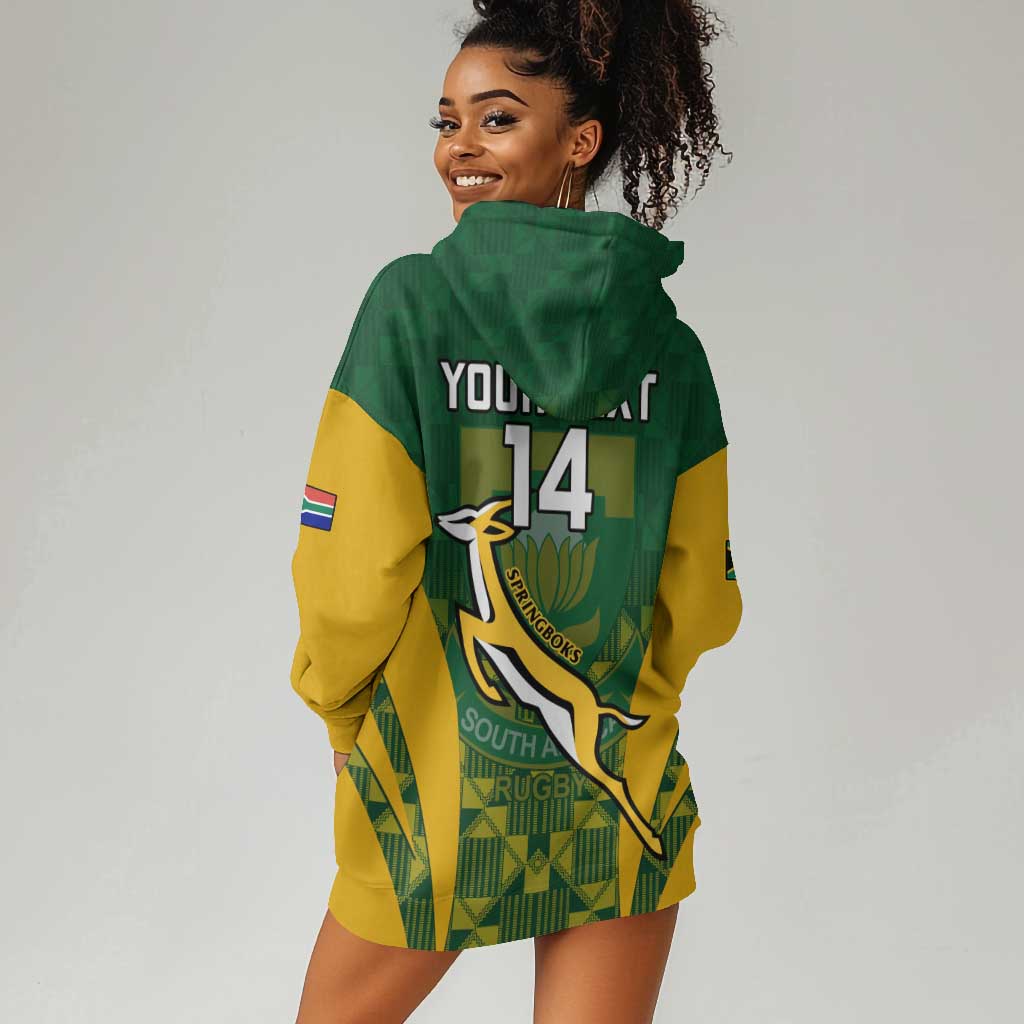 Custom South Africa Rugby Hoodie Dress Go Springboks Kente With Bokke LT14