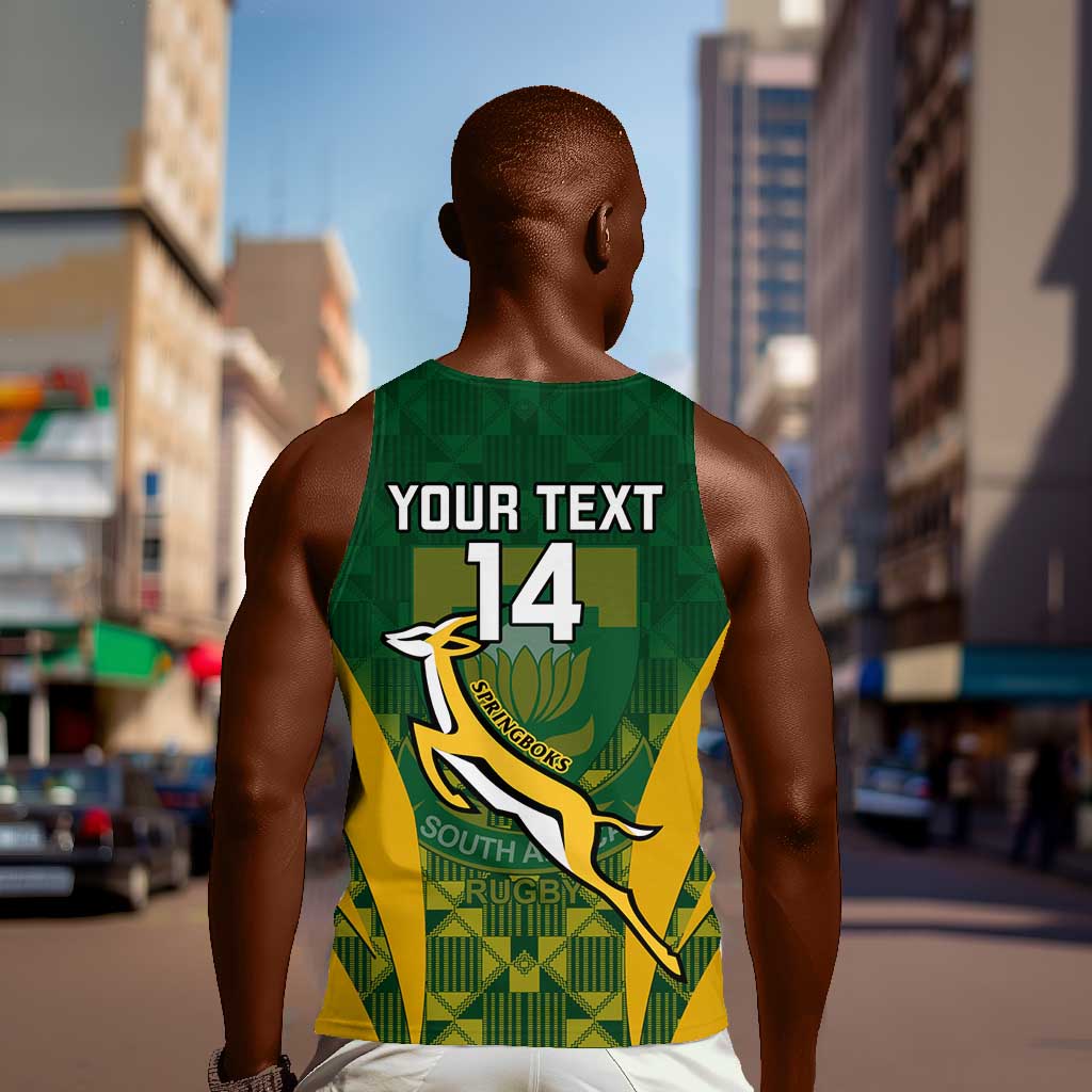 Custom South Africa Rugby Men Tank Top Go Springboks Kente With Bokke LT14