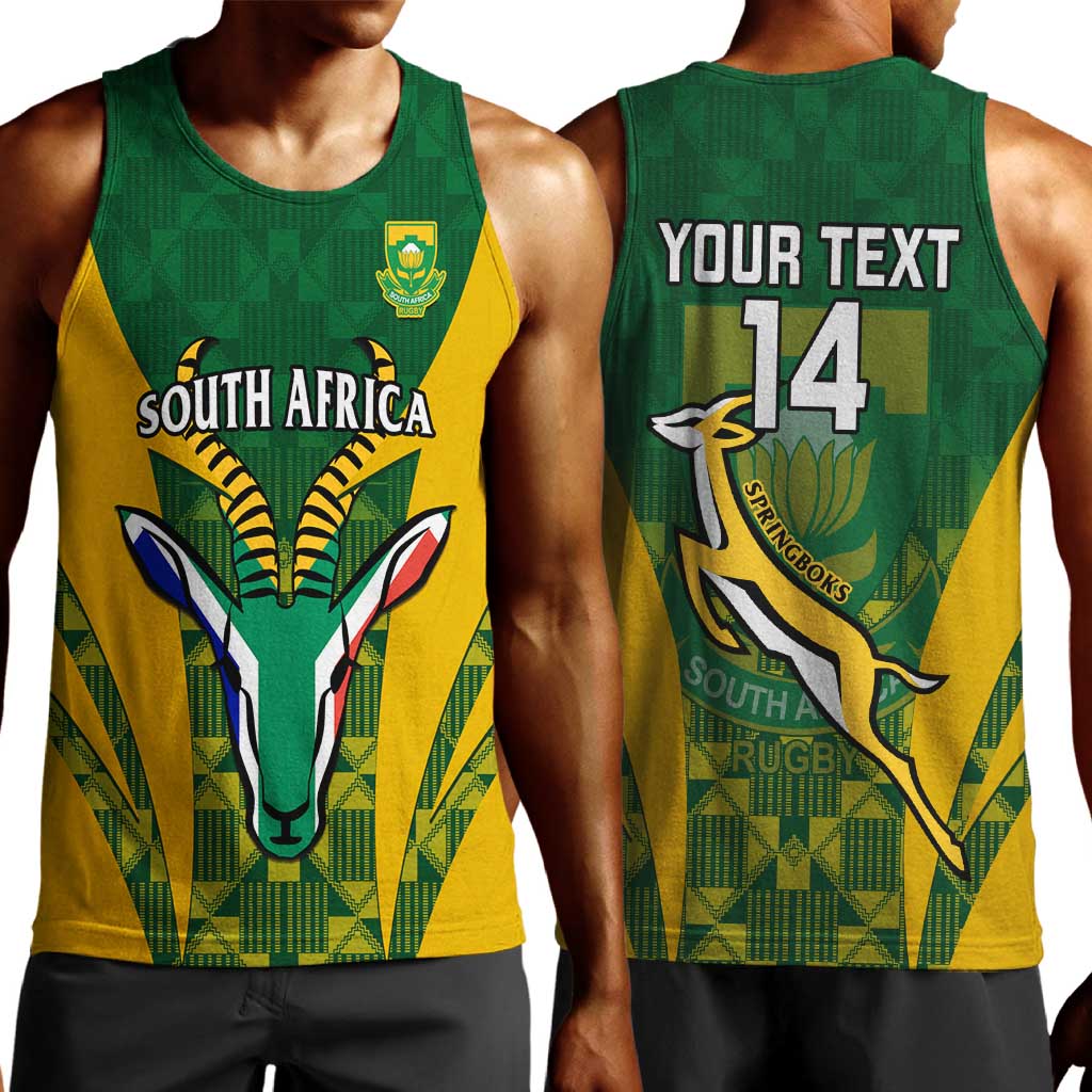 Custom South Africa Rugby Men Tank Top Go Springboks Kente With Bokke LT14