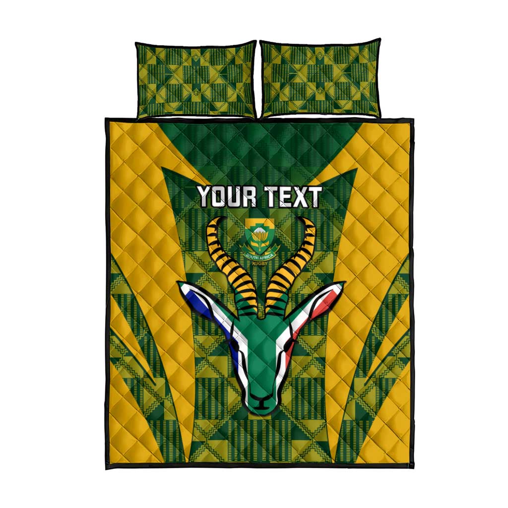 Custom South Africa Rugby Quilt Bed Set Go Springboks Kente With Bokke LT14