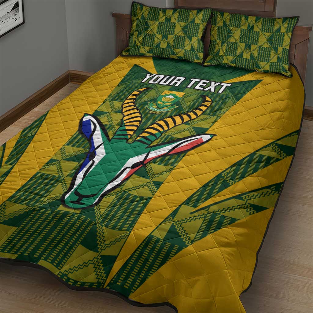 Custom South Africa Rugby Quilt Bed Set Go Springboks Kente With Bokke LT14