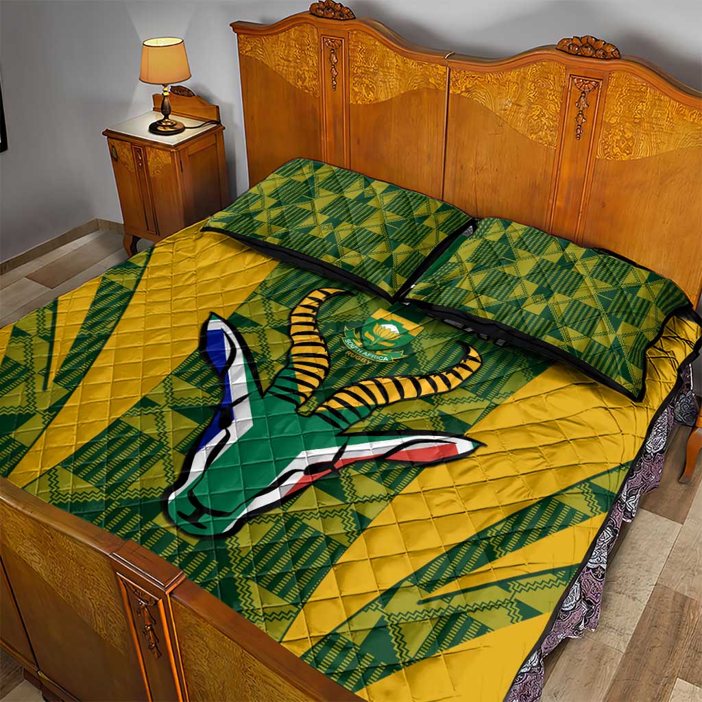 Custom South Africa Rugby Quilt Bed Set Go Springboks Kente With Bokke LT14